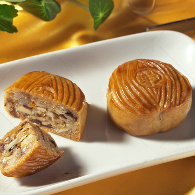 海鲜月饼 海参月饼翡翠海苔蟹肉干贝鱼翅月饼 中秋海鲜月饼可定制