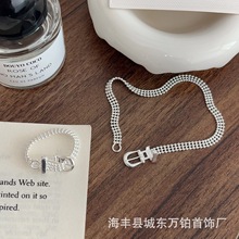 新款高级感S925纯银皮带扣手链女韩版时尚个性时尚圆珠卡扣式手环