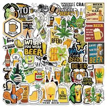 50张有趣的啤酒涂鸦贴纸卡通笔记本电脑水杯装饰不留胶防水贴画