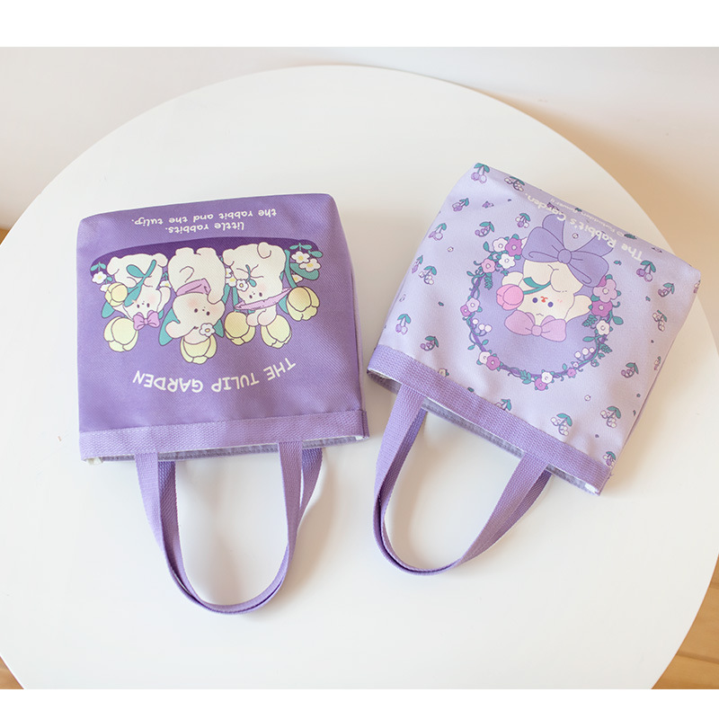 2022 New Rabbit Handbag Women's Fashion Korean Style Cute Student Lunch Box Bag Go to Work and Go out Handbag