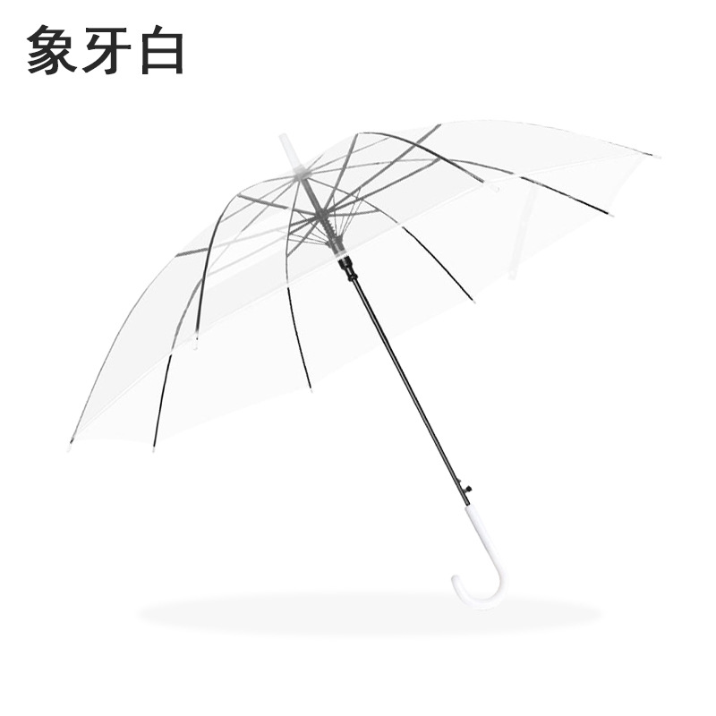 Wholesale Automatic Transparent Umbrella Custom Printable Logo Student Children Advertising Umbrella Long Handle Straight Rod Environmental Protection Transparent Umbrella