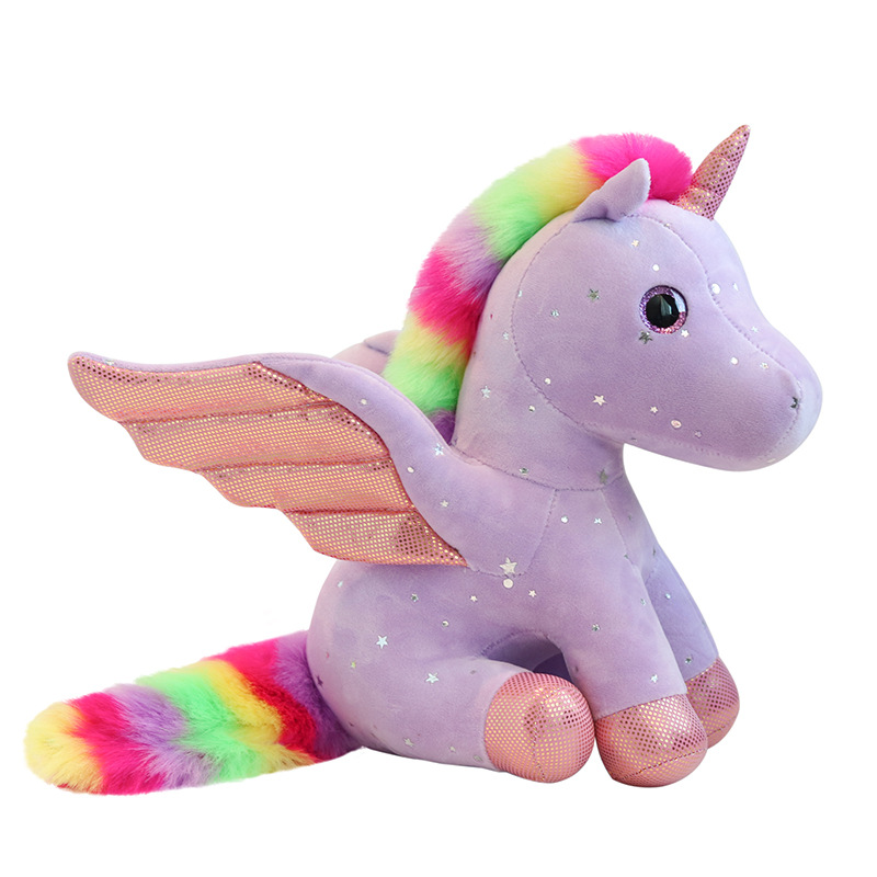 Cross-Border E-Commerce Angel Unicorn Rainbow Horse Children's Gift Doll Crane Machine Plush Toy Doll Keychain