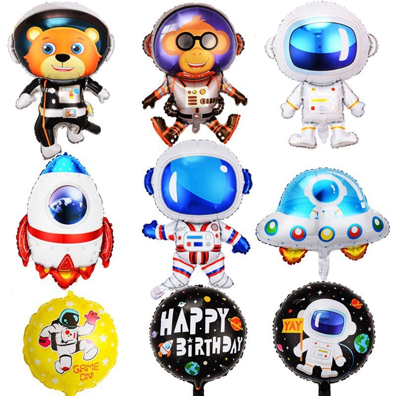 Cartoon-Shaped Spaceman UFO Rocket Robot Robot Aluminum Balloon Baby Birthday Party Toy