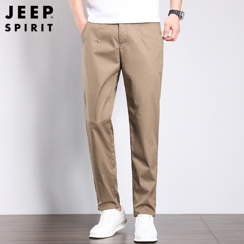 jeep spirit2024新款男士薄休闲裤直筒中腰大码男裤休闲长裤8895