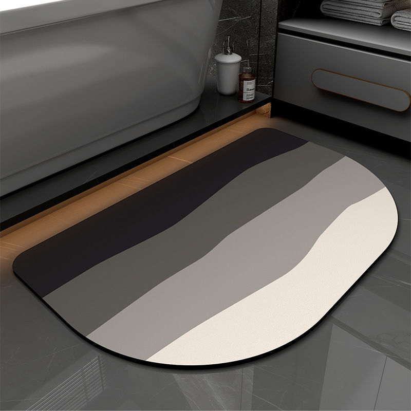 Morandi Ice Cream Stick Absorbent Bathroom Mats Bathroom Toilet Foot Mat Non-Slip Stain-Resistant Faux Leather Carpet
