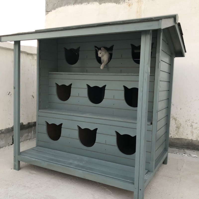 猫窝室外防雨防腐木猫别墅猫舍猫房户外猫屋流浪猫屋通用保暖加厚
