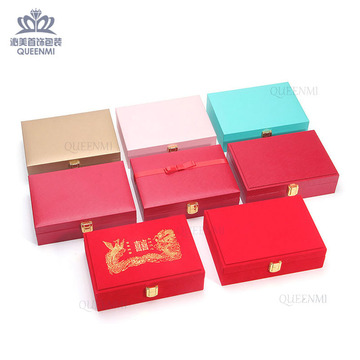 充皮纸翻盖黄金套装三金盒戒指吊坠手镯耳环耳钉珠宝店礼品盒logo