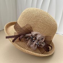 帽子女新款夏季洋气圆顶卷边礼帽遮阳帽防晒透气中老年妈妈太代发