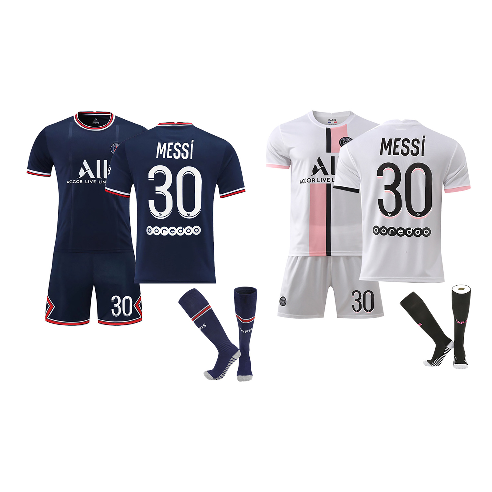 新款巴黎主场球衣巴黎圣日耳曼足球服30号梅西运动儿童成人套装