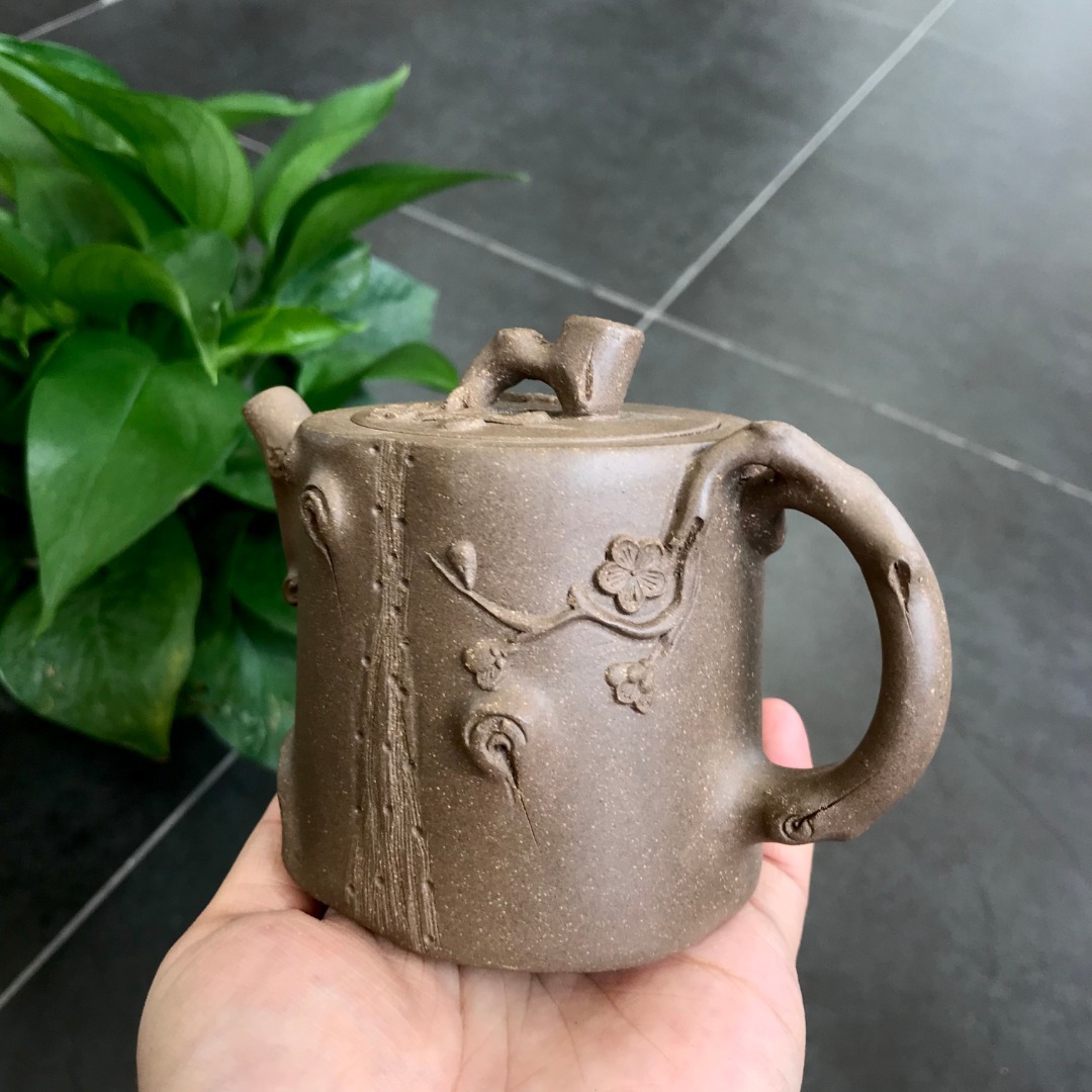 宜兴紫砂壶 名家手工茶壶 丁山本土青段泥松桩壶 顺丰包邮