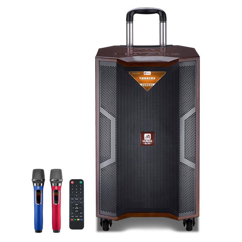 高端曼龙音响18寸户外音响网红直播三分频大功率广场舞拉杆音箱