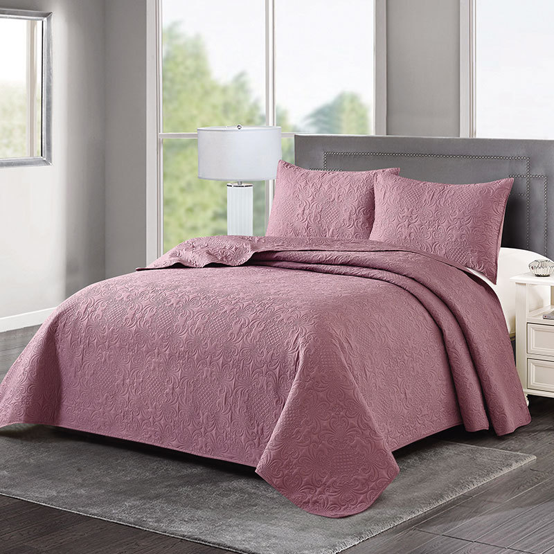 New Solid Color Bedspread Quiltedtextiles Three-Piece Cross-Border Home Textile Nordic Ins Simple Washed Polyester Bedding