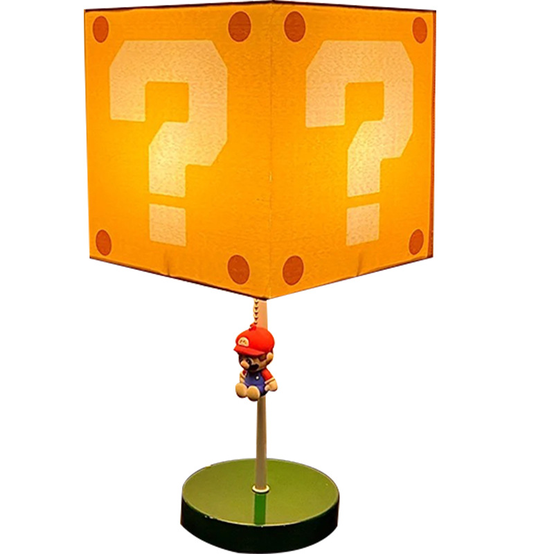 Ins Xiaohongshu Creative Mario Decorative Table Lamp Super Mary Question Mark Bedroom Square Bedside Lamp