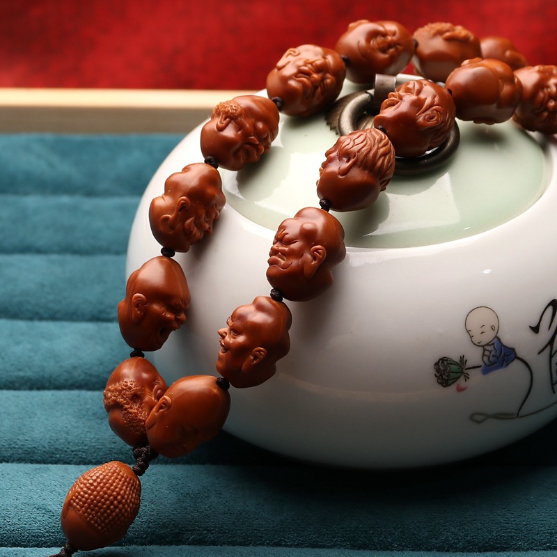 4树王料小籽十八罗汉写实橄榄核手工雕刻手串手持盘完铁核文玩
