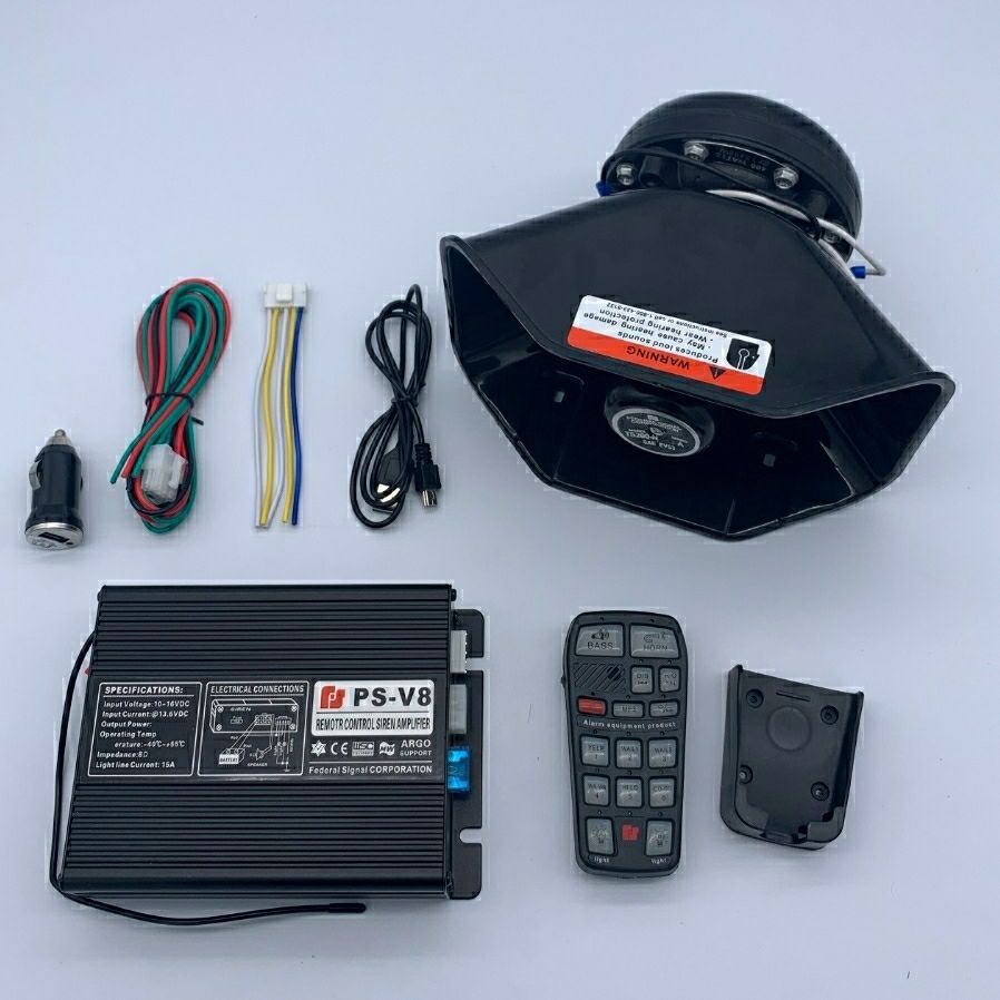 汽车工程车警报器车载喊话器汽笛喇叭无线多音遥控扬声救援12v24v