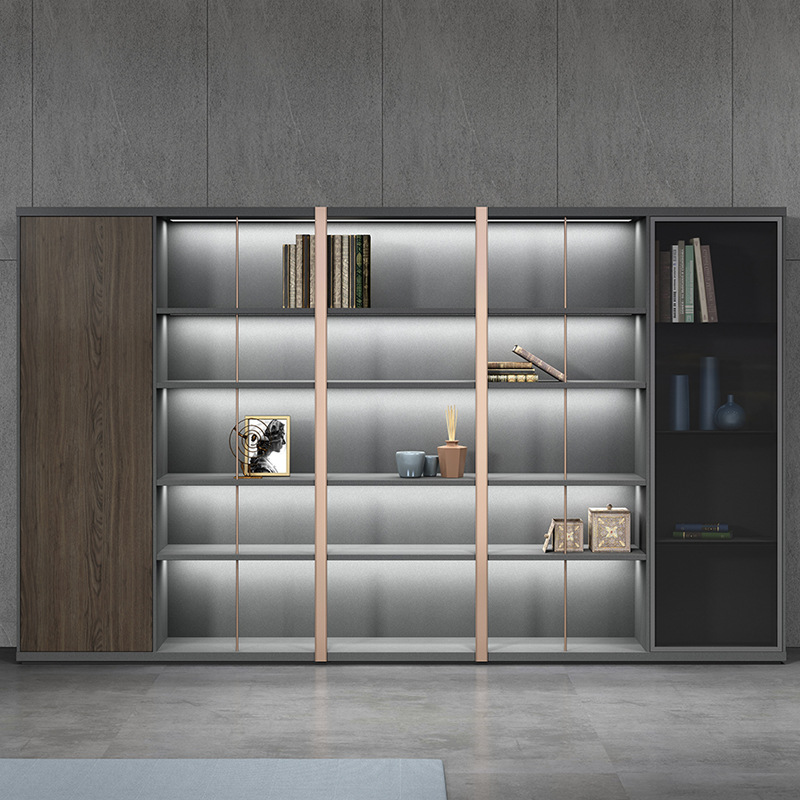 办公家具总经理办公室文件柜木质储物书柜双开门轻奢大气背景柜子