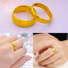 正品沙金戒指男女情侣一对结婚黄金色指环光面镀仿真纯金久不掉色