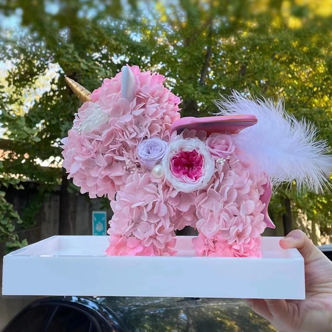 厂家批发永生花玫瑰花独角兽礼盒成品教师节情人节七夕创意礼物