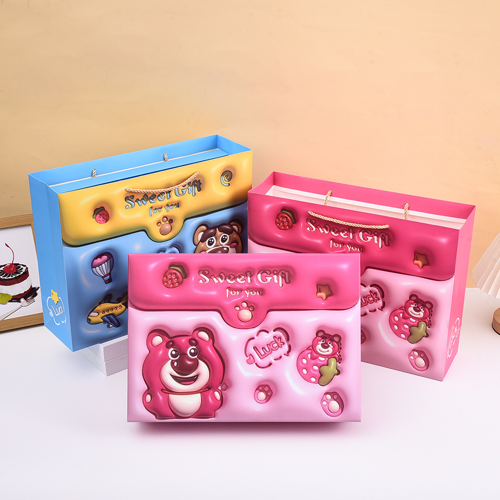 卡通草莓熊礼品盒满月礼盒空盒子生宝宝喜蛋盒伴手礼满月酒喜饼盒
