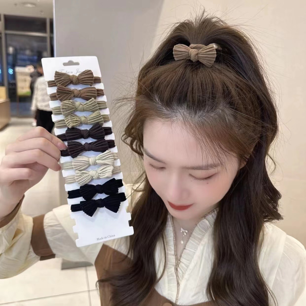 头绳简约高端蝴蝶结头饰2024新款高弹力女生扎头绑头发橡皮筋发圈