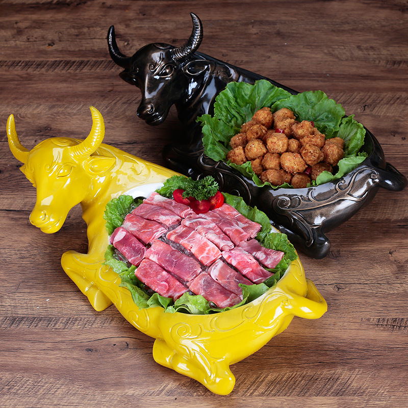 网红火锅店涮肉配菜摆盘特色个性餐具酒店餐厅创意大号牛羊造型盘
