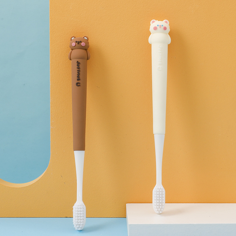 Japanese-Style Universal Animal Portable Soft-Bristle Toothbrush Children's Cartoon Fine Toothbrush Silicone Non-Slip Handle Toothbrush