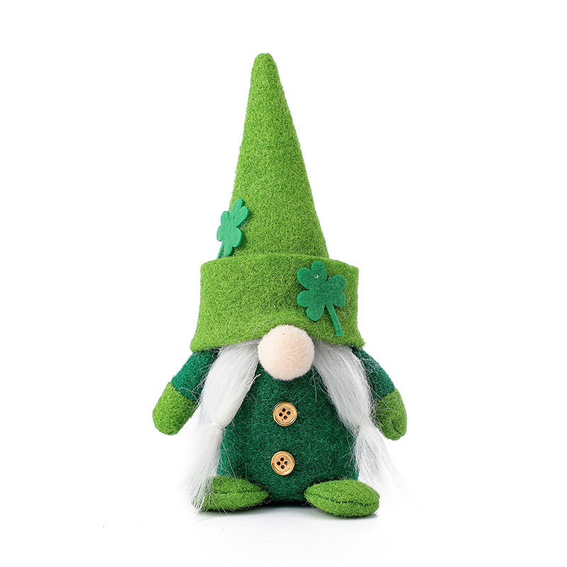 New Rudolf Doll Irish Trick Festival Green Hat Doll Faceless Old Man Green Leaf Holiday Decorations