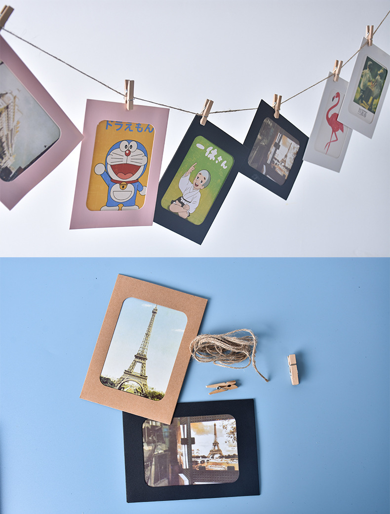 6寸相框 悬挂纸质相册 diy手工创意组合背景墙照片墙配麻绳木夹