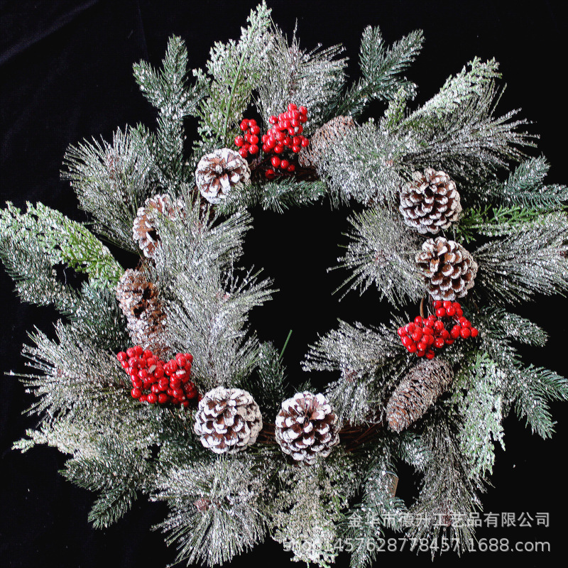 DSEN 2022 Amazon Christmas Decorations Pine Needle Pine Cone Chinese Hawthorn Snow Powder Real Rattan Garland Rattan