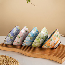雅之器出口日本陶瓷手绘五入饭碗米饭碗釉下彩日式陶瓷碗礼盒套装