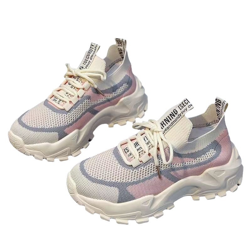 2023 New Dad Shoes Women's Summer and Autumn Casual Shoes Women's Feet Show Small Leather Surface Light Running Thick Bottom Sneaker