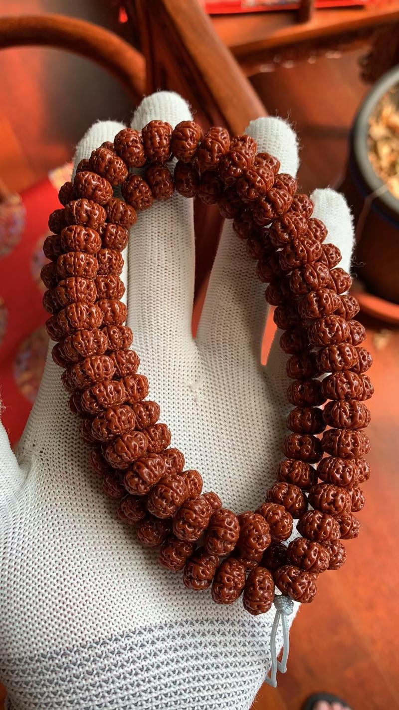 飞碟航母小金刚菩提子108颗6瓣梅花双龙矮桩盘龙纹男女佛珠手串