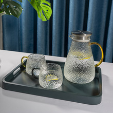 家用锤纹玻璃冷水壶套装大容量水杯套装玻璃水壶耐热高温果汁壶
