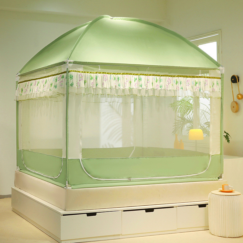 New Class a Three-Door Mongolian Bag Mosquito Net Spring and Summer Encryption Heightened Anti-Mosquito Baby Drop-Resistant Installed on the Bed Mosquito Net Wholesale 1