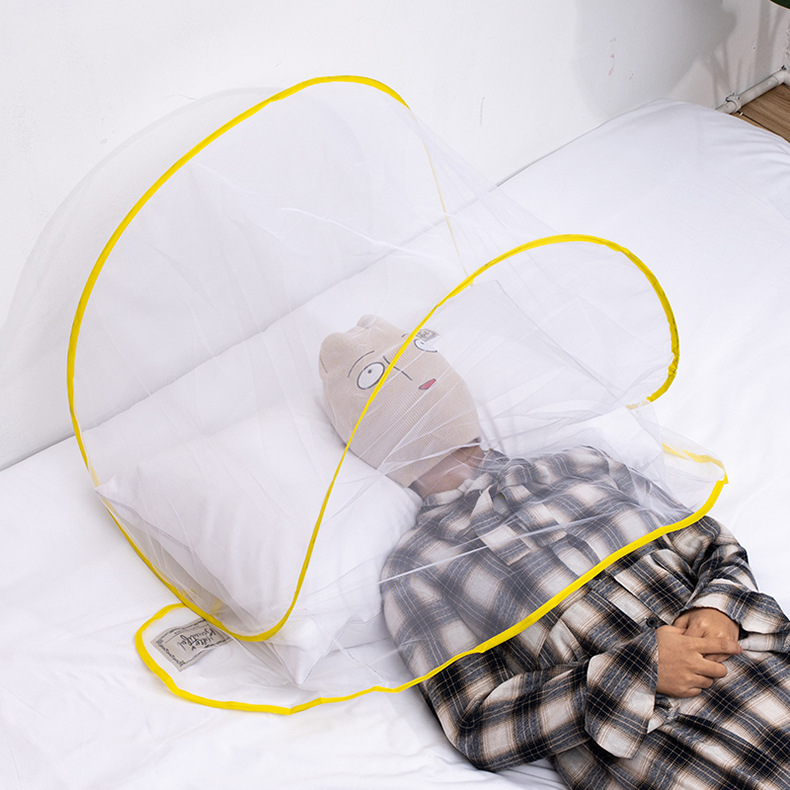 h跨境直供免安装mini折叠蚊帐 加密防蚊圆形头部面部迷你防蚊蚊帐