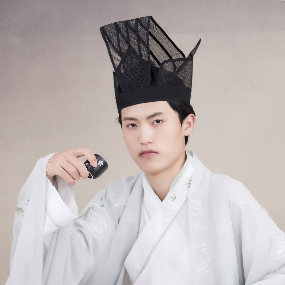 创代设 梁冠帽 男首服 历代文臣帽汉代进贤冠 道士巾帽黑色网纱帽-阿