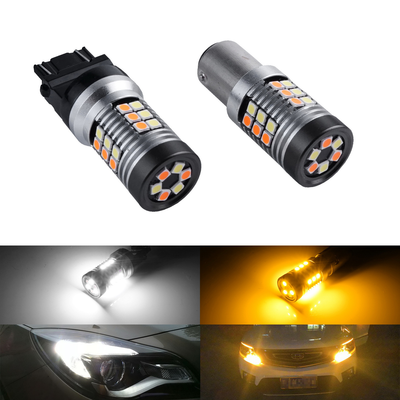 1157汽车灯3030贴片led白黄红单双色3157发光灯珠7443汽车刹车灯