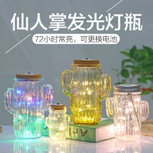 生日礼物LED灯串工艺品摆件玻璃仙人掌发光灯瓶灯串工艺品玻璃瓶