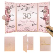 跨境甜蜜粉色生日留言簿 生日派对礼物签名书签名簿庆祝纪念手册