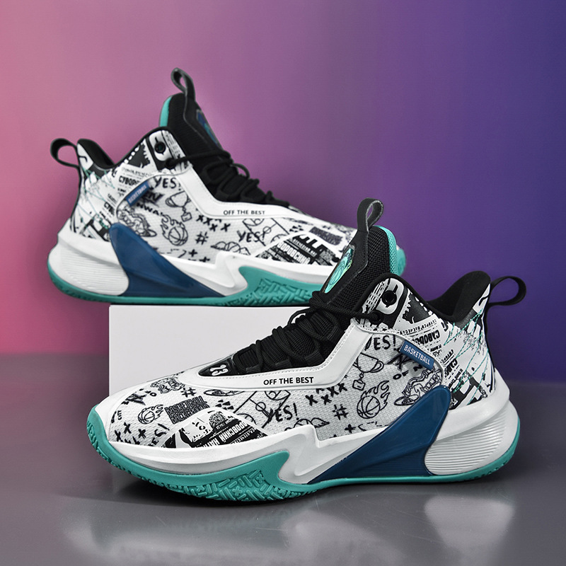 2023新款高品质篮球鞋涂鸦时尚潮流运动男鞋防滑休闲百搭实战训练