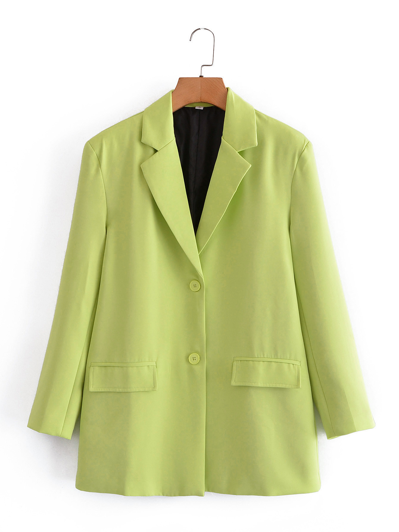 2021夏季跨境女装荧光绿西装外套西服