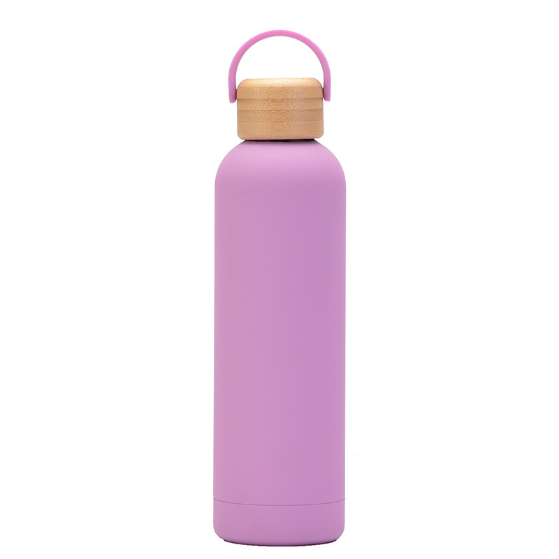 2023 New 750ml Vacuum Thermos Cup Portable Bamboo Cover Water Cup Sports Water Bottle Handle Outdoor Mountaineering Kettle