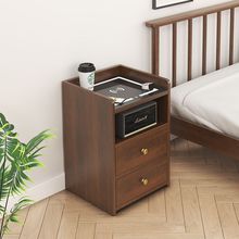 智能实木床头柜无线充电窄床头置物柜小型卧室储物柜家用床边柜子