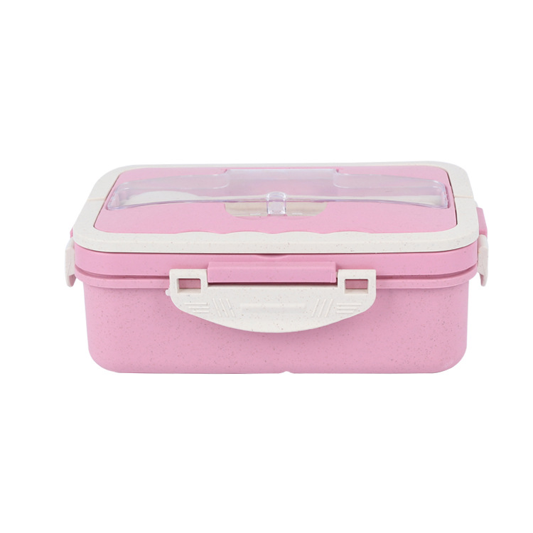 Wheat Straw Lunch Box Japanese Student Portable Lunch Box Compartment with Spoon Chopsticks Insulation Lunch Box