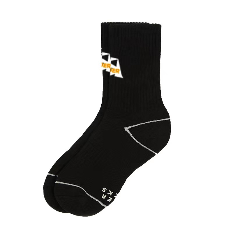 潮牌ader纵横字母音符点胶刺绣中筒棉袜韩国街头运动男女情侣袜子