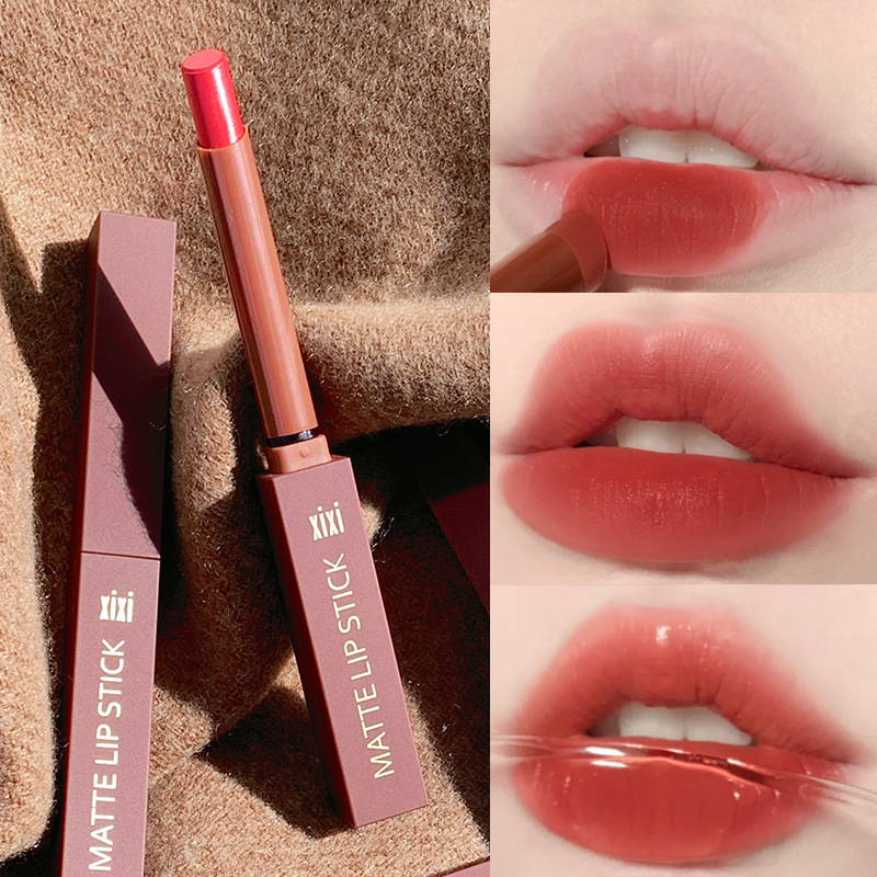 Xixi Yuemu Silky Thin Tube Lipstick Look Good Matte Finish Moisturizing Easy to Use Daily White Cheap Student