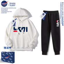 NASA联名春秋季新款连帽套头卫衣男女童装潮款宽松简约学生上衣潮