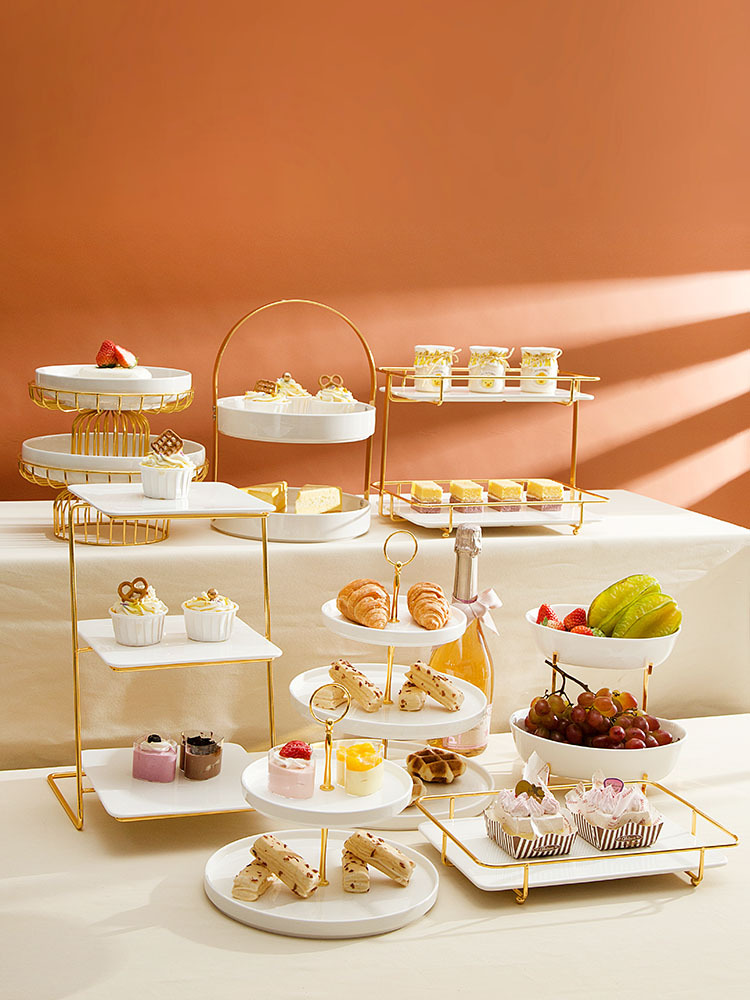 甜品台展示架摆件婚礼蛋糕托盘下午茶点心盘冷餐茶歇摆台生日装饰