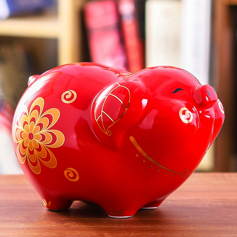 小猪存钱罐陶瓷储蓄罐创意网红男女生儿童硬币储钱罐招财金猪摆件