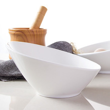 自助餐菜碗纯白陶瓷异型碗酒店用卸扣碗斜口碗凉菜盘沙拉碗料理碗
